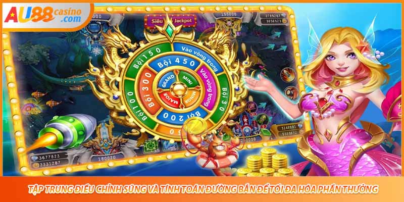 Tập trung điều chỉnh súng và tính toán đường bắn để tối đa hóa phần thưởng.